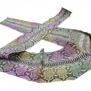 Genuine Reticulated Python Belly Skin Leather Hide Pelt Pink Green & Yellow Grade A
