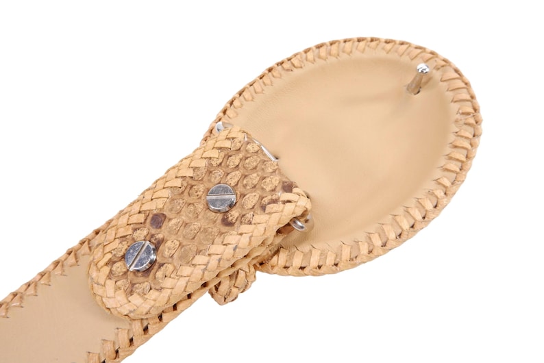 Handgemaakte cowboy-herenriem van echt Birmaans pythonleer. afbeelding 10