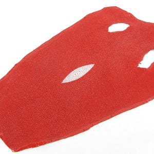 Genuine Stingray Skin Leather Round Shape Hide Pelt Carmine Red Grade A