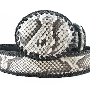 Ceinture homme en cuir véritable de python birman, style cowboy, faite main