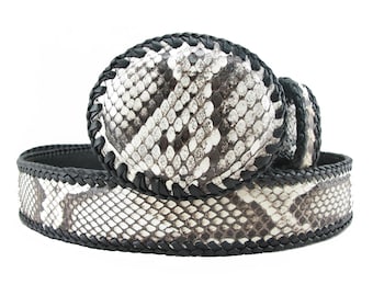 Echter handgefertigter Cowboy-Gürtel aus burmesischem Python-Schlangenleder