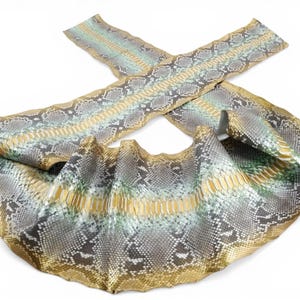 Genuine Reticulated Python Belly Skin Leather Hide Pelt Green & Gold Grade A