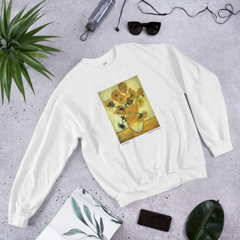 Van Gogh Sweatshirt Sunflowers Art Aesthetic Sweatshirt Women Etsy