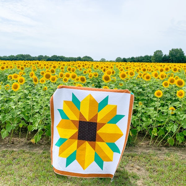 Scenic Road Sunflower Quilt Pattern (PDF Digital Download)