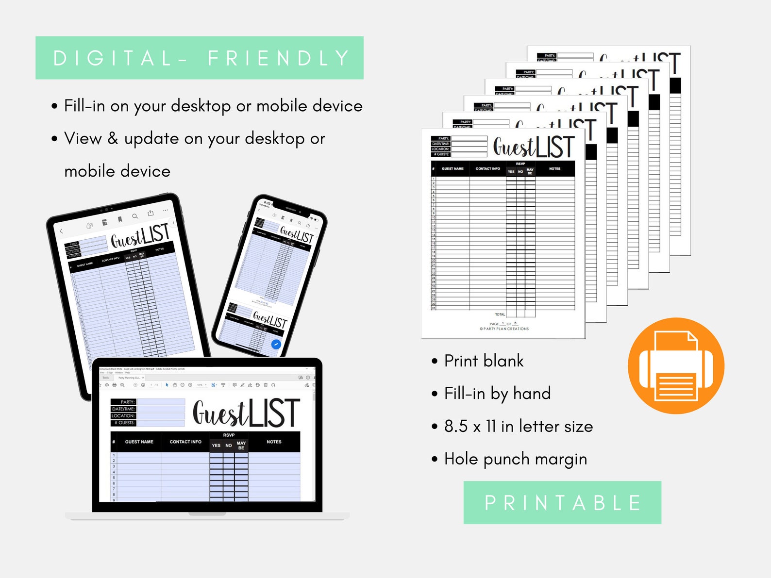 Guest List Template Party Planning Guide RSVP Tracker Etsy