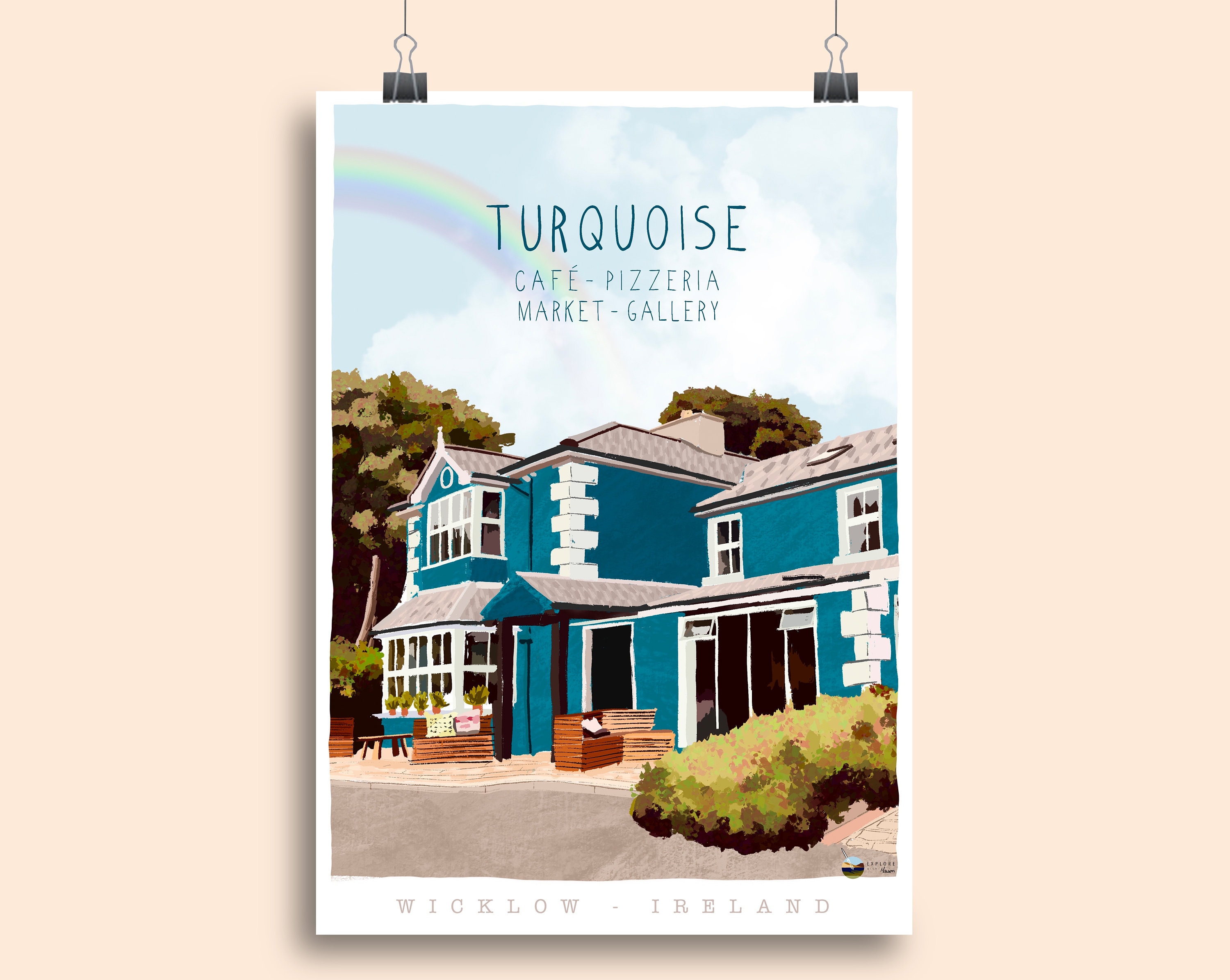 Turquoise Cafe, County Wicklow, Ireland. Print Of Ireland.