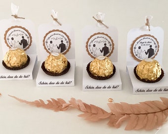 10 Ferrero Rocher Halter/personalisierte Gastgeschenke Hochzeit weiß