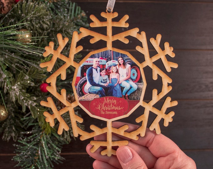 set of 6 rustic wood snowflake ornaments, snowflake Christmas ornament, photo ornament, snowflake ornament, Christmas ornament, 104R