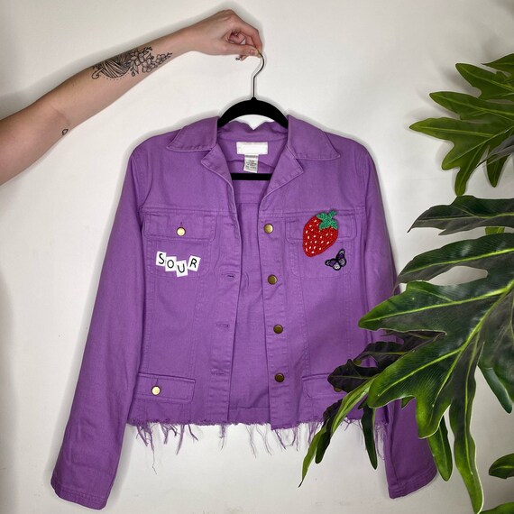 Purple jean jacket deals