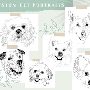 Custom Outline Pet Portrait Digital Download | Personalized Wall Art Illustration | Dog Cat Tattoo Outline Drawing | Print At Home JPEG