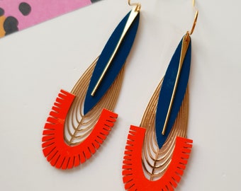 Calypso coral long earrings