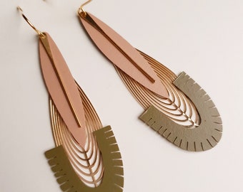 Long earrings Calypso khaki