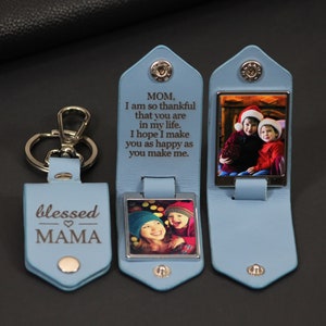 Personalized Photo Leather Keychain: Engraved Memorial Gift