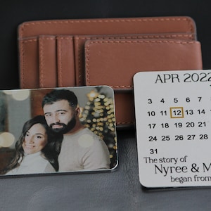 Tarjeta de billetera manuscrita personalizada, tarjeta de billetera de metal, regalo de aniversario, inserción de billetera con foto en color, día de la madre, regalo del día del padre
