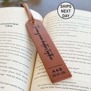Father's Day Gift for Readers, Personalized Leather Bookmark, Book Lover, 3 Year Leather Anniversary, Favorite Quote, Bible Scripture