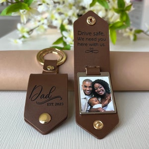 Regalo para el Día del Padre, accesorio para hombre: llavero de cuero personalizado con foto, regalos para él y su novio, ideas de regalos con foto para hombres, cumpleaños