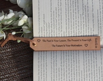 Christmas Gift, Personalized Leather Bookmark,  3 Year Leather Anniversary, Favorite Quote, Bible Scripture Birthday
