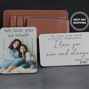 Regalo del Día del Padre, Tarjeta Metálica con Foto para Billetera, Inserto Metálico Personalizado con Escritura a Mano, Aniversario, Regalo de Boda, Abuelo, Papá