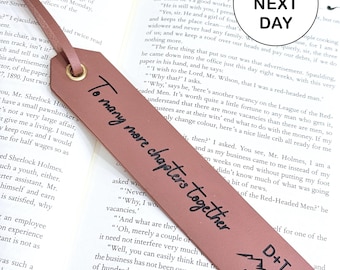 Personalized Leather Bookmark, To Many More Chapters Together, 3 Year Leather Anniversary, Favorite Quote - Mother's Day Gift For Book Lover