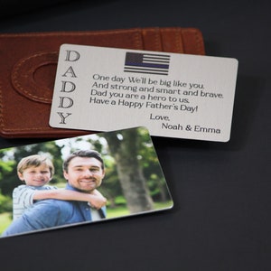 Carte portefeuille manuscrite personnalisée, Carte portefeuille en métal, Cadeau d'anniversaire, Insertion photo couleur pour portefeuille, Fête des Mères, Cadeau fête des pères