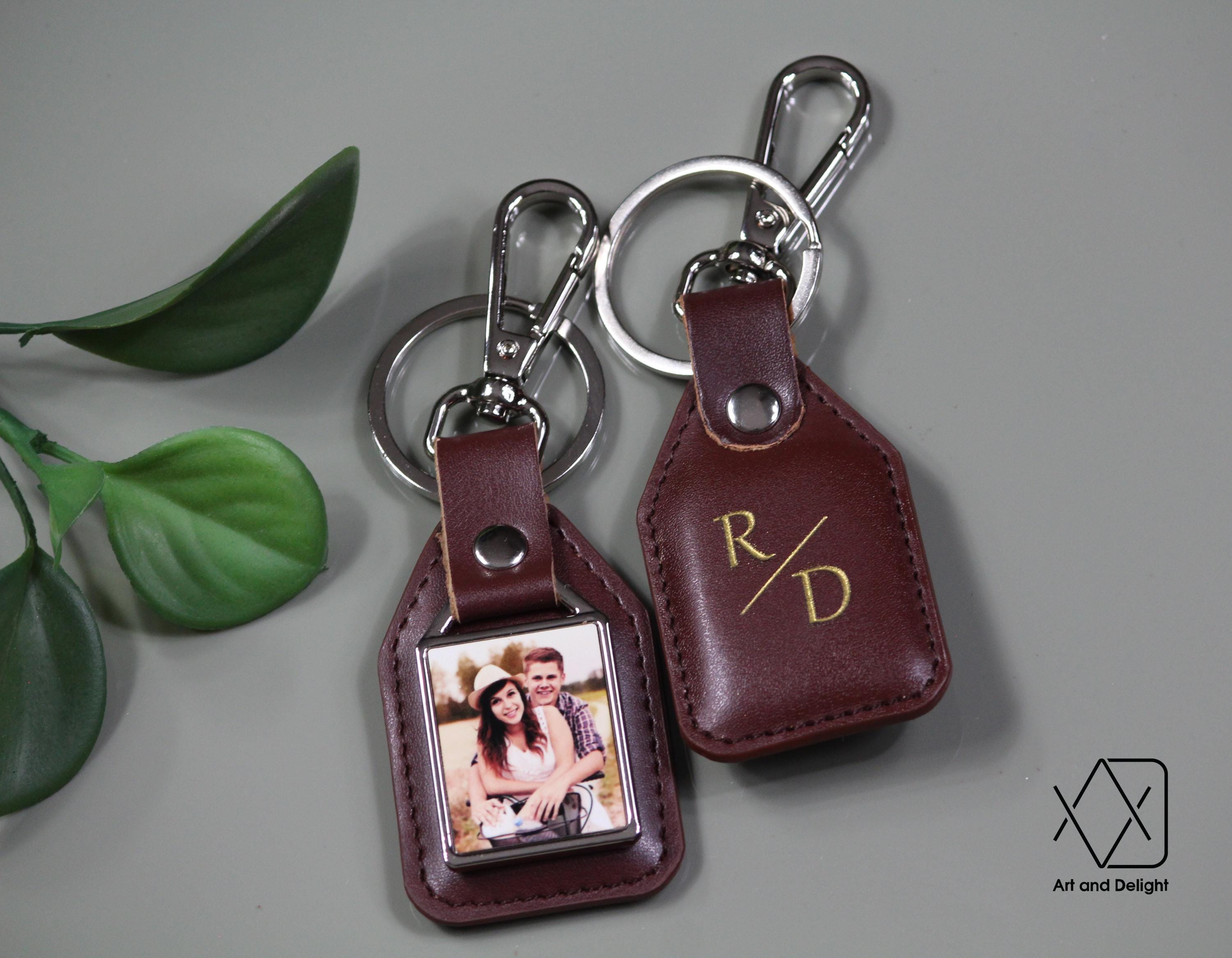 Personalized Photo Keychain: Stainless Steel & Leather, Sentimental ...
