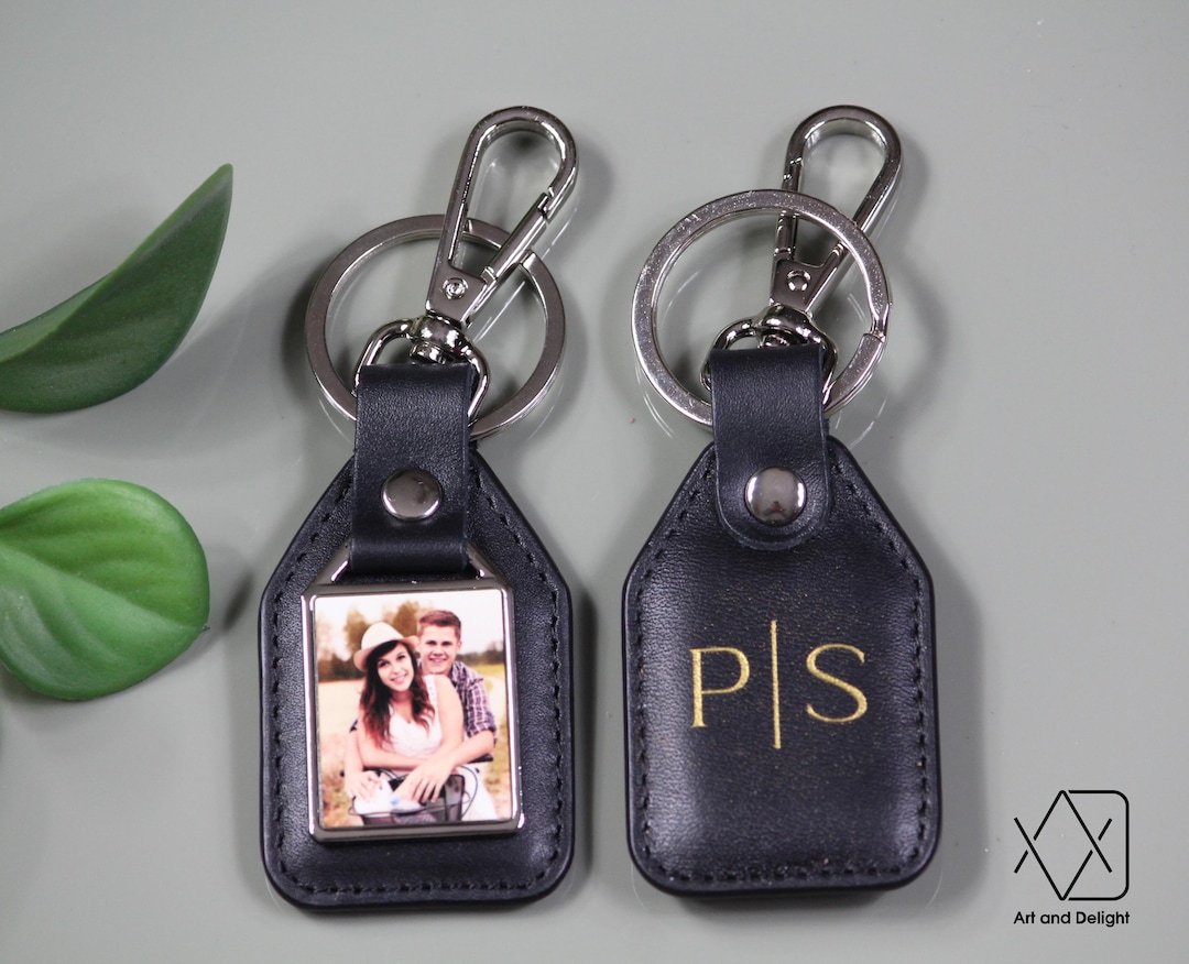 Personalized Photo Keychain: Stainless Steel & Leather, Sentimental ...