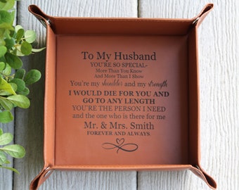 Personalized Leather Valet Tray, Coin Tray, Office Gift, 3rd Anniversary Gift, Leather Anniversary, Fathers Day, Christmas Gift