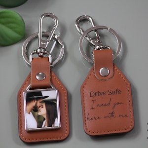 First Time Dad Gift, Personalized Drive Safe, Pet Wedding Family Friends Photo Keychain- Sentimental, Anniversary, Birthday, Gifts For Dad