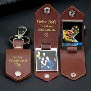 Mari, homme, photo personnalisée, porte-clés Drive Safe, cadeau papa et maman pour la première fois, cadeau d'anniversaire pour petit ami, porte-clé date - fête des pères