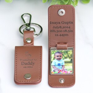 Einzigartiger personalisierter Leder Foto Schlüsselanhänger, Drive Safe, das erste Mal Dad Mom Geschenk - PopPop Geschenk, Opa Geschenk, Weihnachtsgeschenk