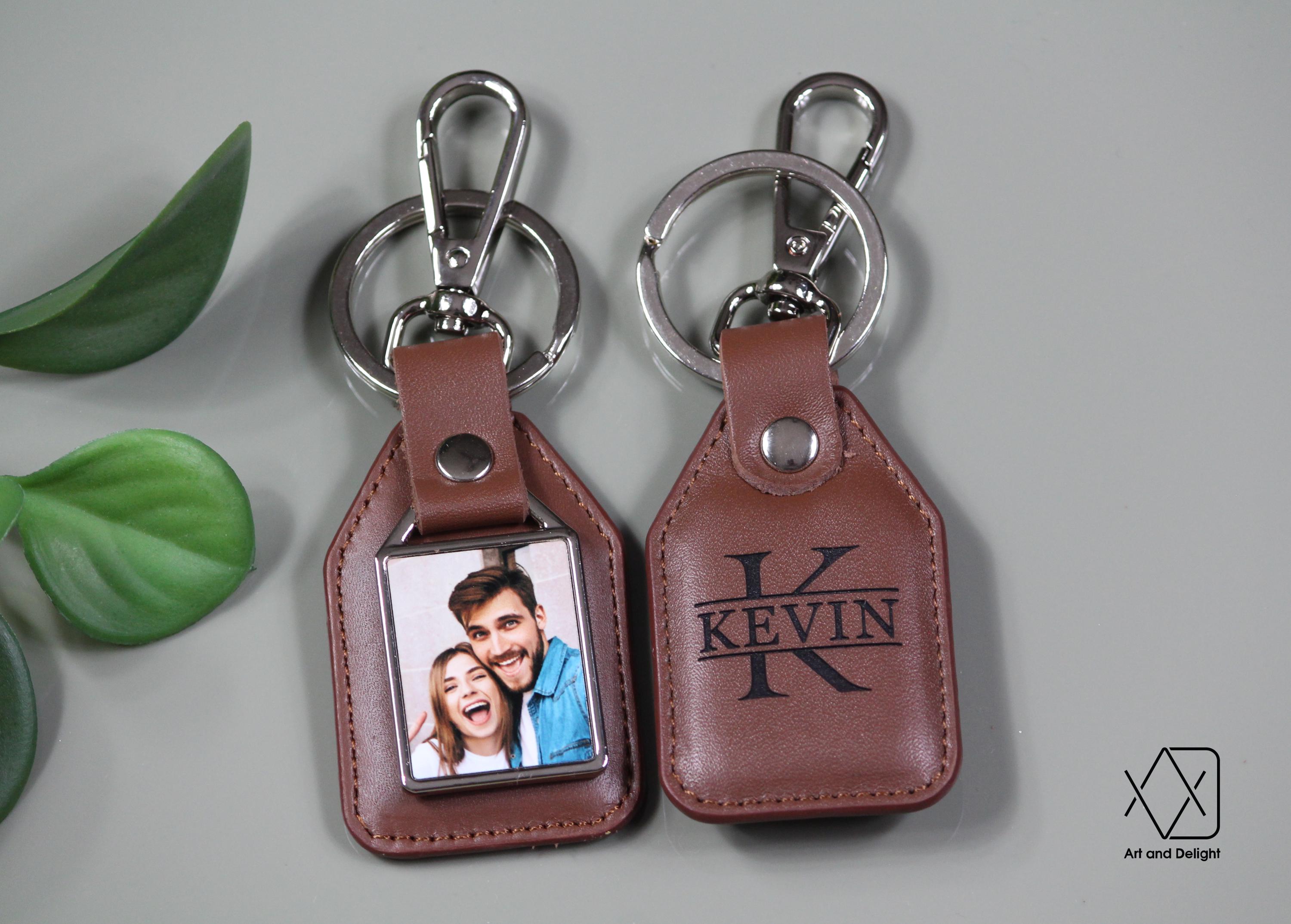 Personalized Photo Keychain: Stainless Steel & Leather, Sentimental ...