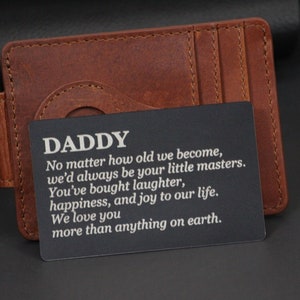 Regalo del Día del Padre, Inserto de tarjeta de billetera de metal grabado personalizado, Regalo para papá, abuelo, esposo - cumpleaños, aniversario, regalo de boda
