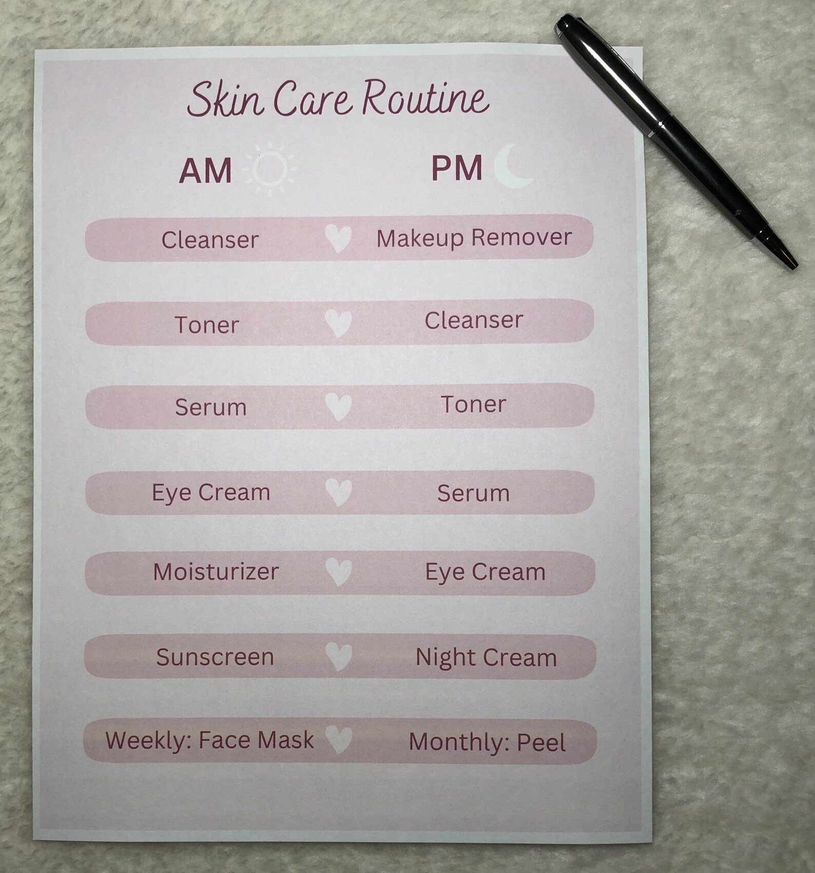 Daily Skin Care Routine, Face Care Tracker, Skin Care Schedule