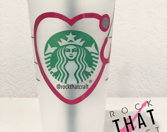 Personalized Nurse Starbucks Cup | Color Changing - Confetti Reusable 24oz Venti Cold Cup With Straw | Custom Gift with Name | Tumbler