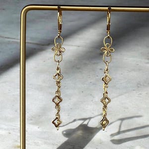 14k Gold Filled earrings. Flower themed. Tarnish free jewelry.