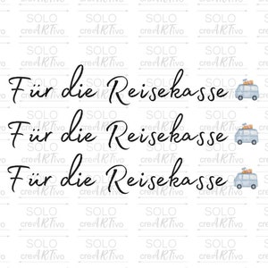 Rub On, Für die Reisekasse, E019, Aufkleber, schwarz weiß, Sticker RubOn Schriftzug Rubbelsticker, Klötzchen, Raysin, Glas, Wunscherfüller