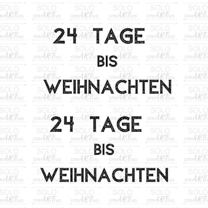 Rub On Weihnachten, 24 Tage bis Weihnachten, E090, Aufkleber Adventskalender, schwarz weiß, Sticker RubOn Adventskalender to go, Advent