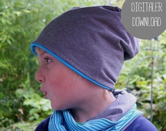 DIGITAL Sewing Instructions Reversible Beanie with and without Brim Ebook Instructions Sewing Pattern Beanie Hat Reversible Brim Hat Only German