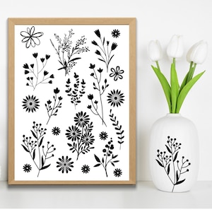Rub Ons - Flowers - 011 randlos Rubons Sticker A5 Aufkleber Rub On Blumen Ranken Flowers auf Raysin, Keraflott, Holz, Glas Rubbelsticker