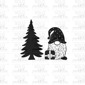Rub Ons Weihnachten, Wichtel Tanne, M13, Wichtel, Tännchen, Glassticker, Windlicht, Aufkleber, Sticker RubOn Rub On Schwarz Weiß