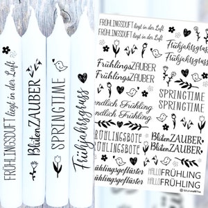 Kerzenfolie Keramik - Frühling - 29 - Wasserschiebefolie - Kerzentattoo - Sprüche verschenken - Frühjahrsgruß- Kerzensticker -Frühlingskerze