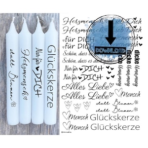 Herzmensch PDF Druckvorlage Stabkerzen Tattoos Kerzentattoos 001 Wasserschiebefolie Datei Vorlage DIY Sprüche zum verschenken Liebe Liebling