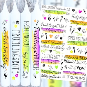 Kerzenfolie Keramik - Frühling - 29 - farbig - Wasserschiebefolie - Kerzentattoo - Sprüche verschenken - Frühjahrsgruß- Kerzensticker -