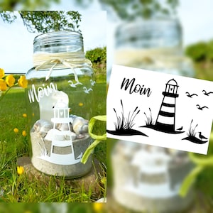 Aufkleberbogen Leuchtturm - Moin - Meer - Vinylaufkleber - Meerliebe - Ostsee - Nordsee - Sticker - Insel - Glassticker - Möwe - Sandstrand