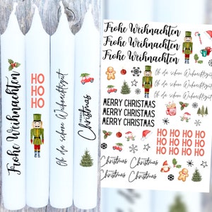 DIN A4 Tattoofolie Kerzen Keramik - Oh du schöne Weihnachtszeit - 046 Wasserschiebefolie - Kerzentattoo Weihnachten Nussknacker Sticker