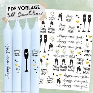 PDF template candle tattoos candle tattoos New Year&#39;s Eve 2025 023 waterslide file print template DIY last minute candle candles luck