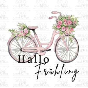 Rub Ons Frühling- Hallo Frühling M28 - randlos Sticker Aufkleber Raysin, Holz, Glas, Hallo Frühling, Flowerbike, Blumen Fahrrad, Flower Bike