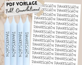 PDF Template for Taper Candle Tattoos, Candle Tattoos, THANK YOU 02, Waterslide Decal File, Print Template, DIY Last Minute Thank You, Say Thank You