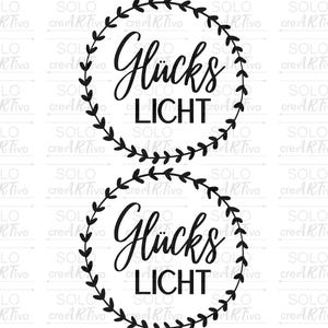 Rub On Glückslicht E99, Aufkleber, schwarz weiß, Sticker RubOn Schriftzug Rubbelsticker Klötzchen Raysin, Sticker Glas, Kerzenglas