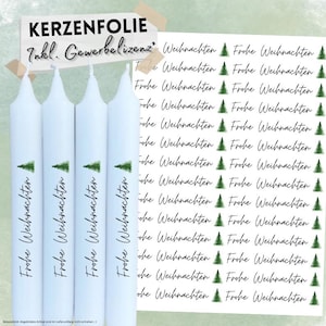 DIN A4 Tattoofolie Kerzen Keramik - 28x Frohe Weihnachten - 100 Wasserschiebefolie - Kerzentattoo Weihnachtskerze Aufkleber Kerzensticker